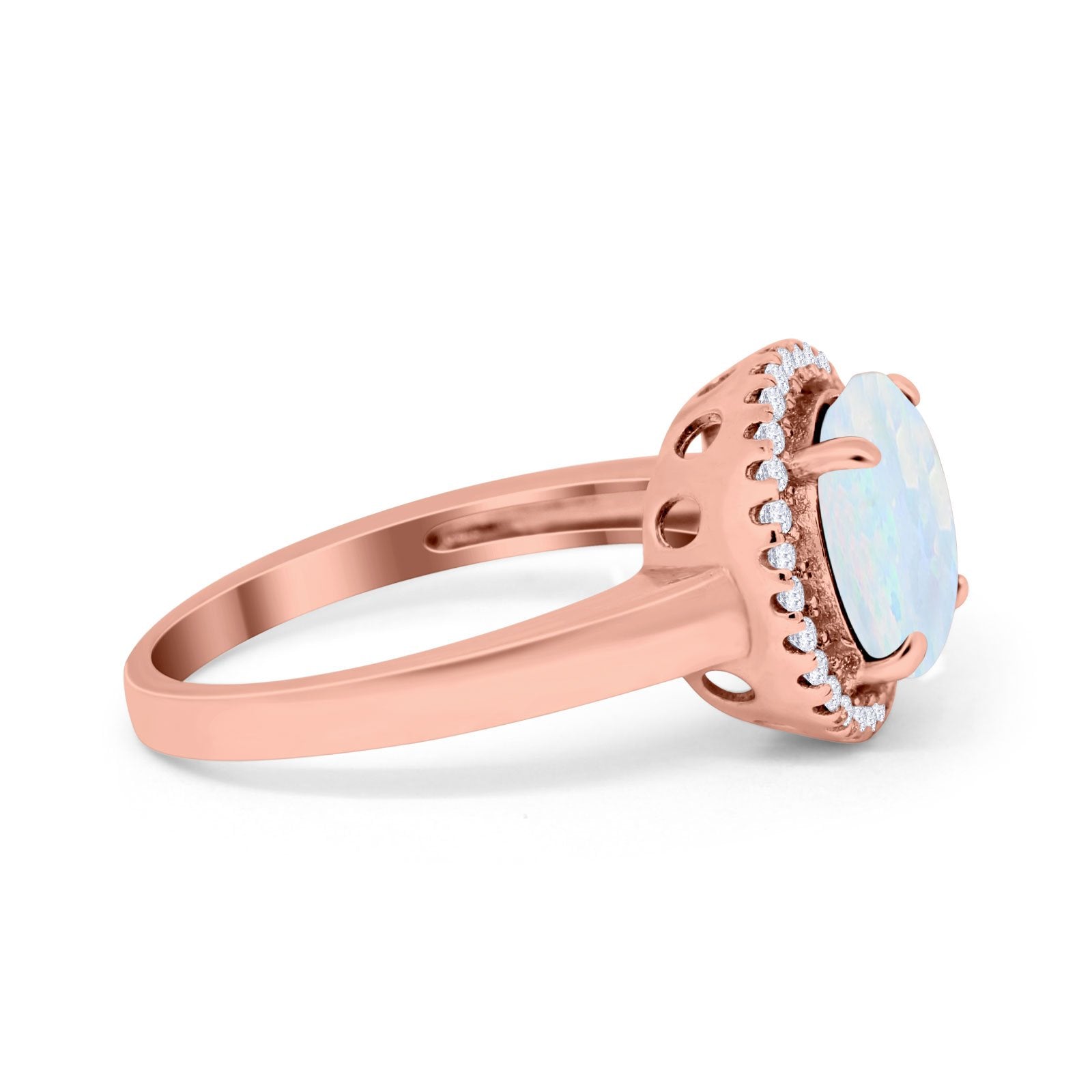 Halo Engagement Ring Large Round Simulated Cubic Zirconia 925 Sterling Silver