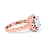 Halo Engagement Ring Large Round Simulated Cubic Zirconia 925 Sterling Silver