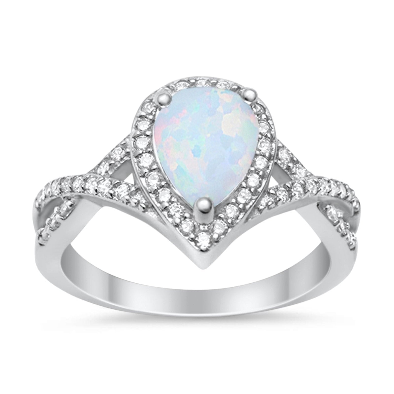 Teardrop Wedding Promise Ring Infinity Round Simulated CZ 925 Sterling Silver RING-17609
