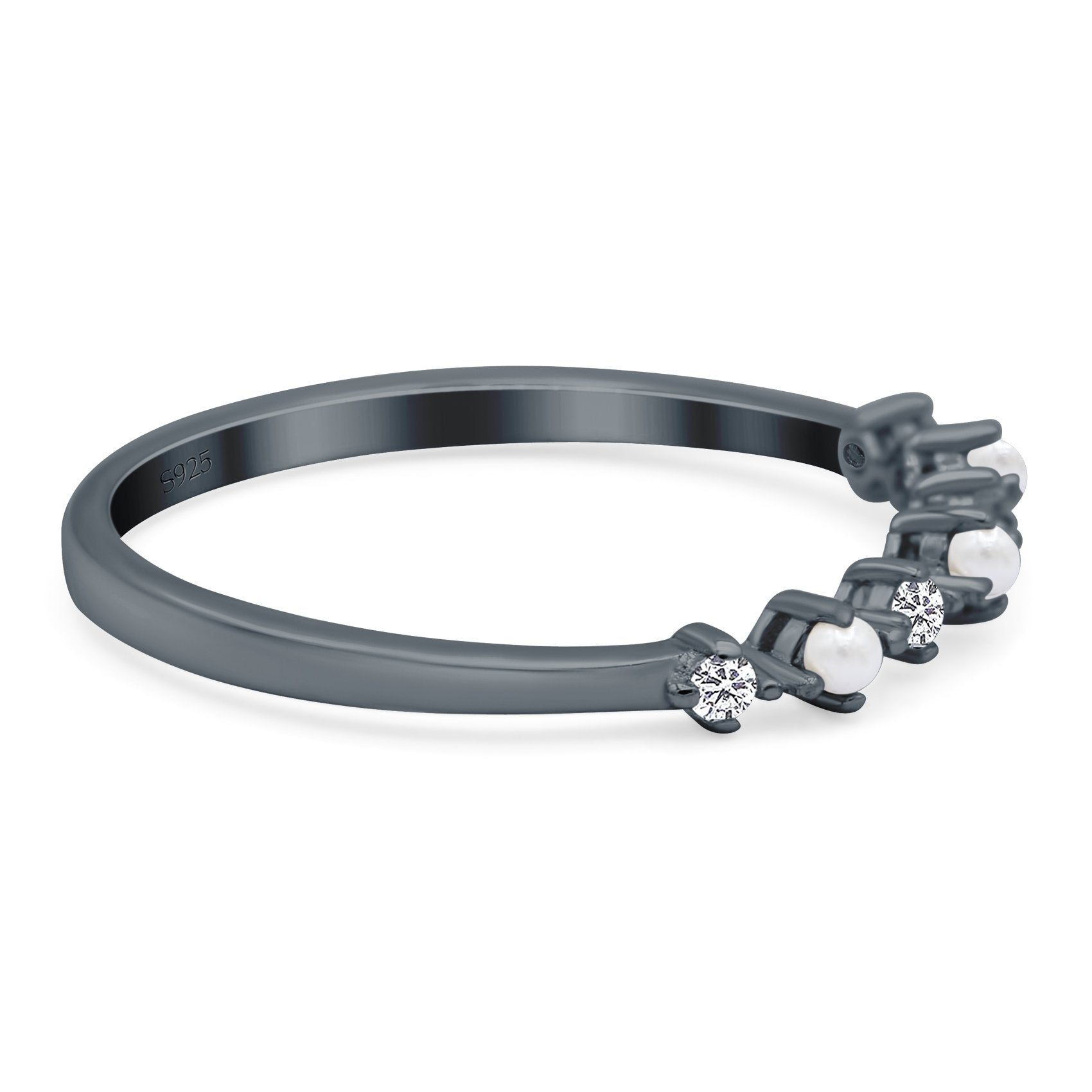 Eternity Band Wedding Ring Lab Created White Opal Simulated CZ 925 Sterling Silver