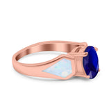 Three Stone Vintage Style Oval Art Deco Created White Opal Wedding Engagement Ring Simulated Cubic Zirconia 925 Sterling Silver