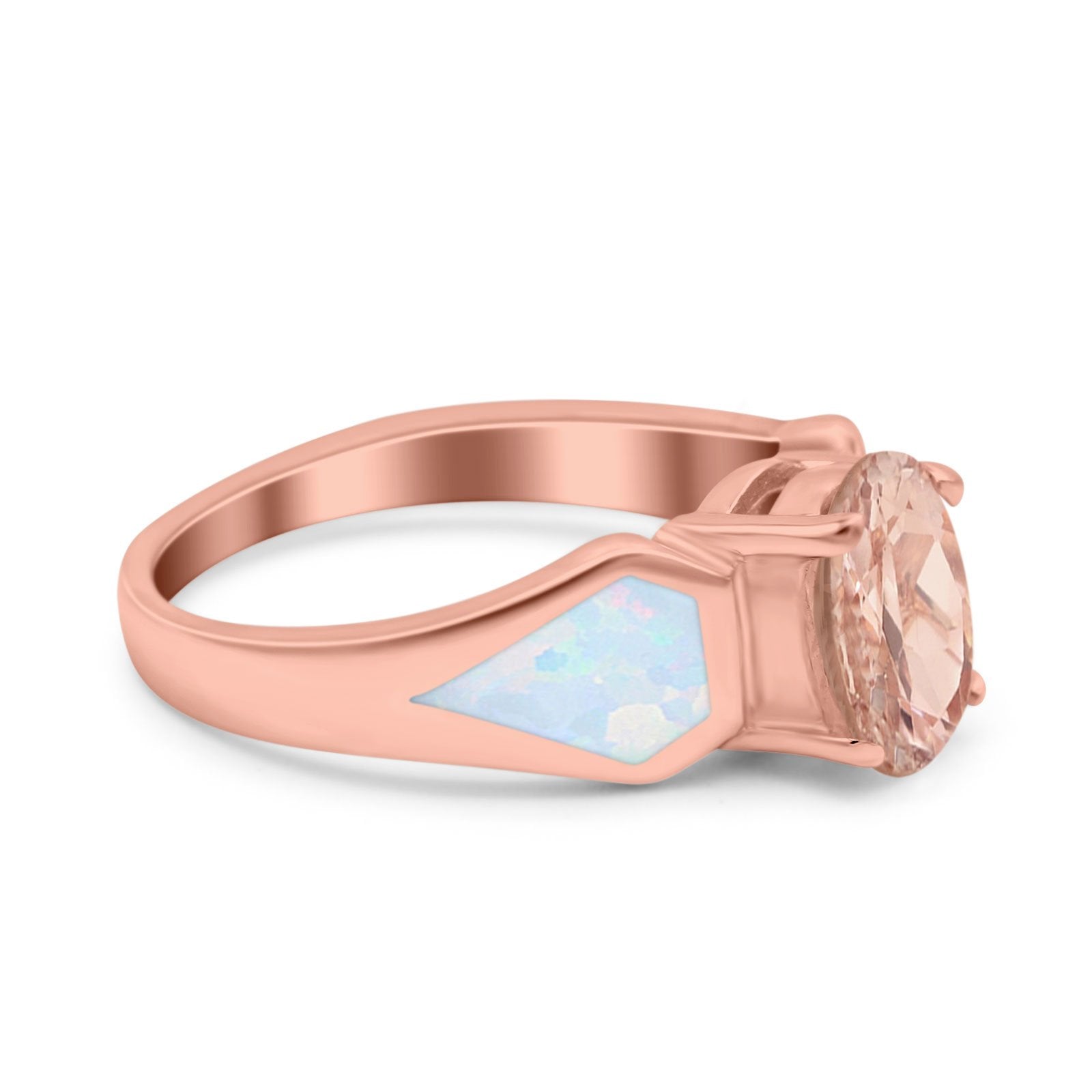 Three Stone Vintage Style Oval Art Deco Created White Opal Wedding Engagement Ring Simulated Cubic Zirconia 925 Sterling Silver