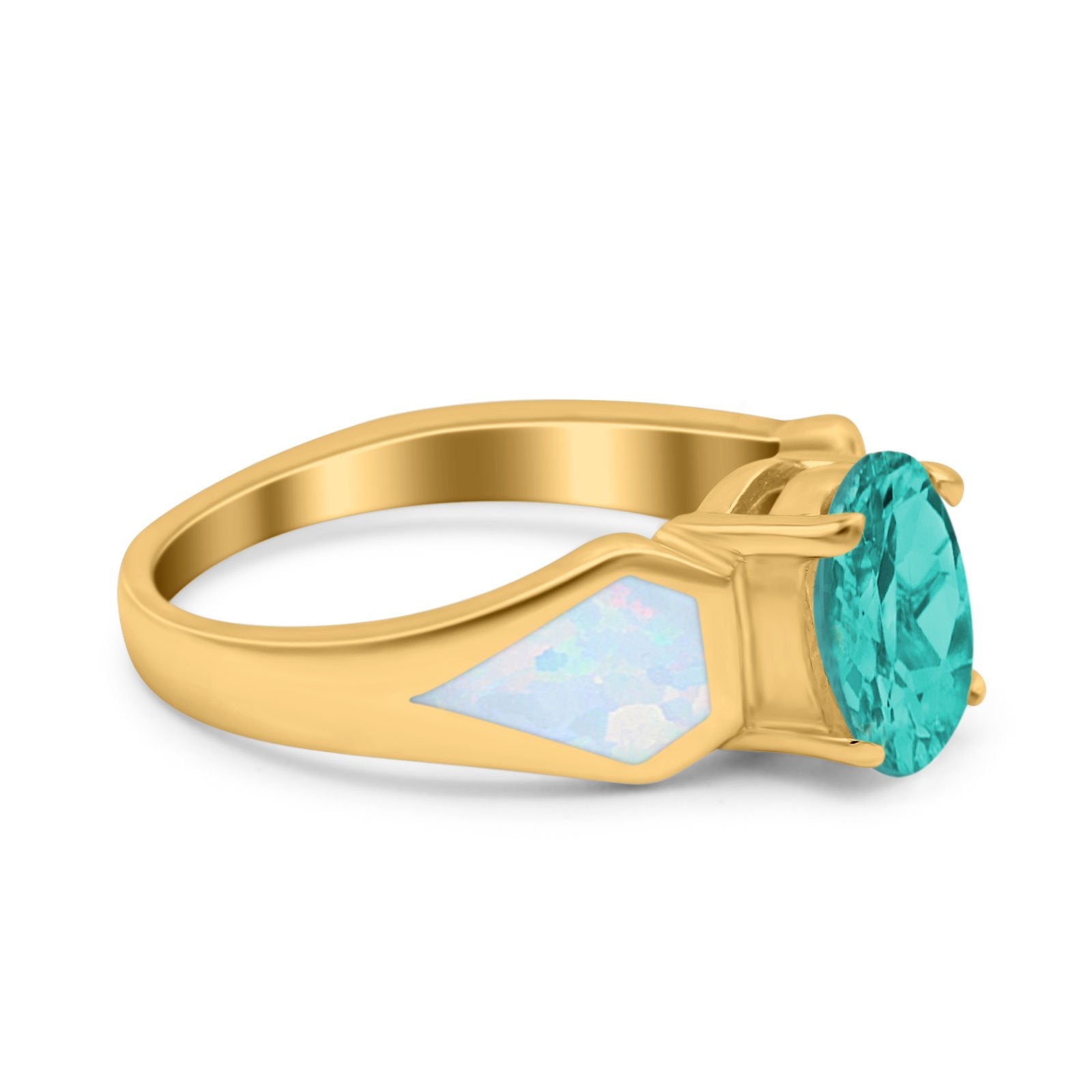 Three Stone Vintage Style Oval Art Deco Created White Opal Wedding Engagement Ring Simulated Cubic Zirconia 925 Sterling Silver