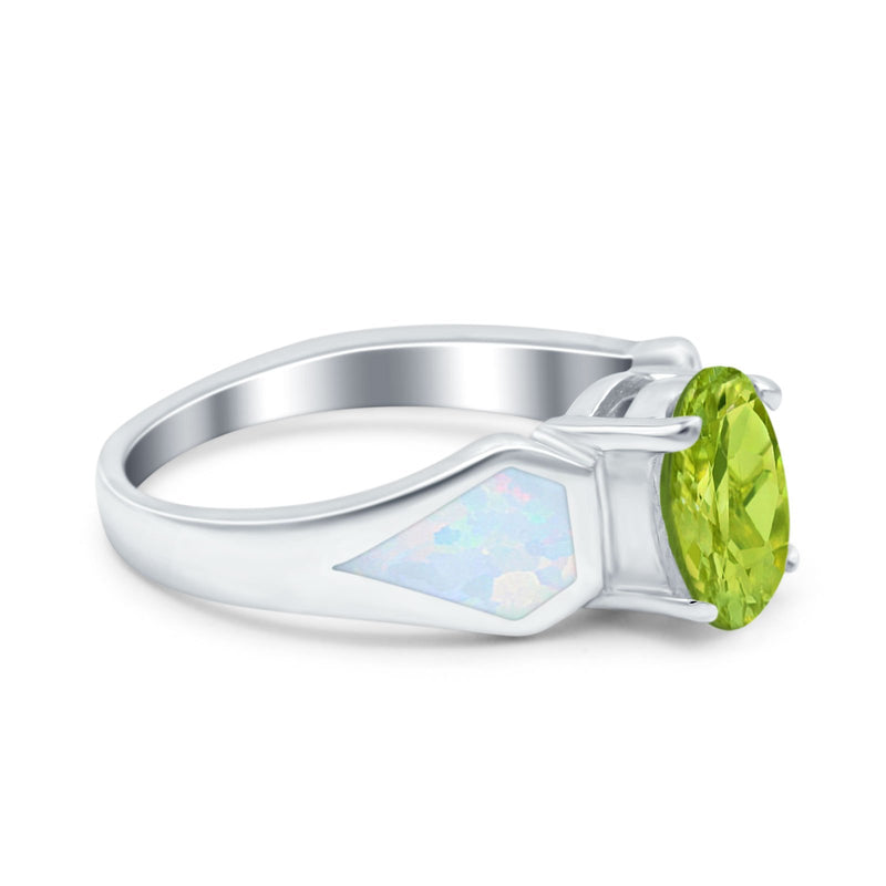 Three Stone Vintage Style Oval Art Deco Created White Opal Wedding Engagement Ring Simulated Cubic Zirconia 925 Sterling Silver