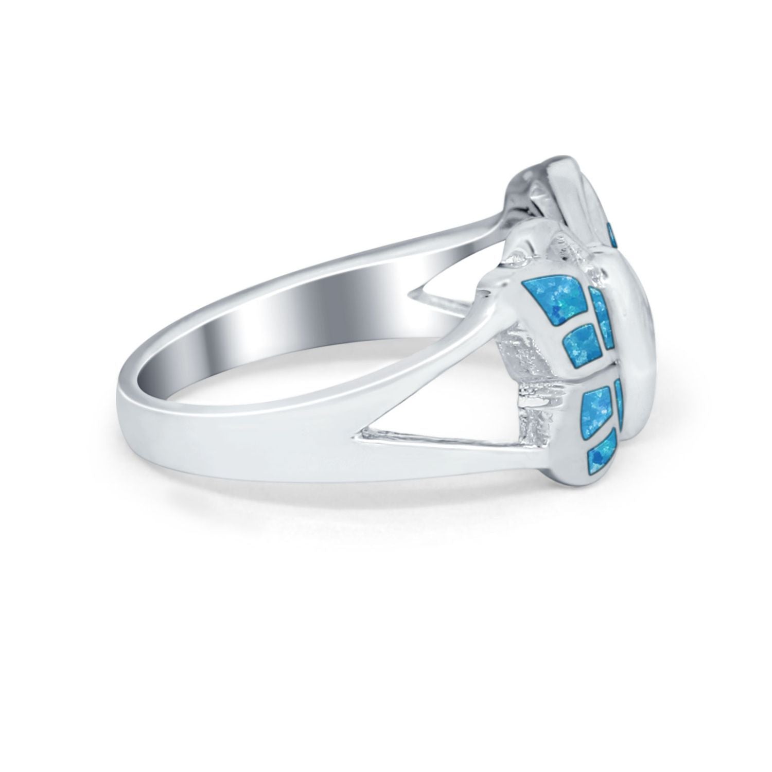 Lab Created Split Shank Butterfly Ring Round Cubic Zirconia 925 Sterling Silver