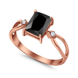 Halo Wedding Ring Baguette Round Simulated Cubic Zirconia 925 Sterling Silver