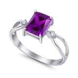 Halo Wedding Ring Baguette Round Simulated Cubic Zirconia 925 Sterling Silver