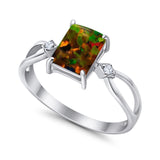 Halo Wedding Ring Baguette Round Simulated Cubic Zirconia 925 Sterling Silver