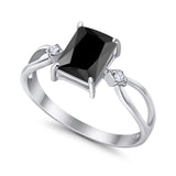 Halo Wedding Ring Baguette Round Simulated Cubic Zirconia 925 Sterling Silver