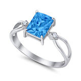 Halo Wedding Ring Baguette Round Simulated Cubic Zirconia 925 Sterling Silver