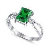 Halo Wedding Ring Baguette Round Simulated Cubic Zirconia 925 Sterling Silver