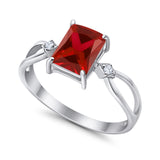 Halo Wedding Ring Baguette Round Simulated Cubic Zirconia 925 Sterling Silver