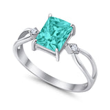 Halo Wedding Ring Baguette Round Simulated Cubic Zirconia 925 Sterling Silver