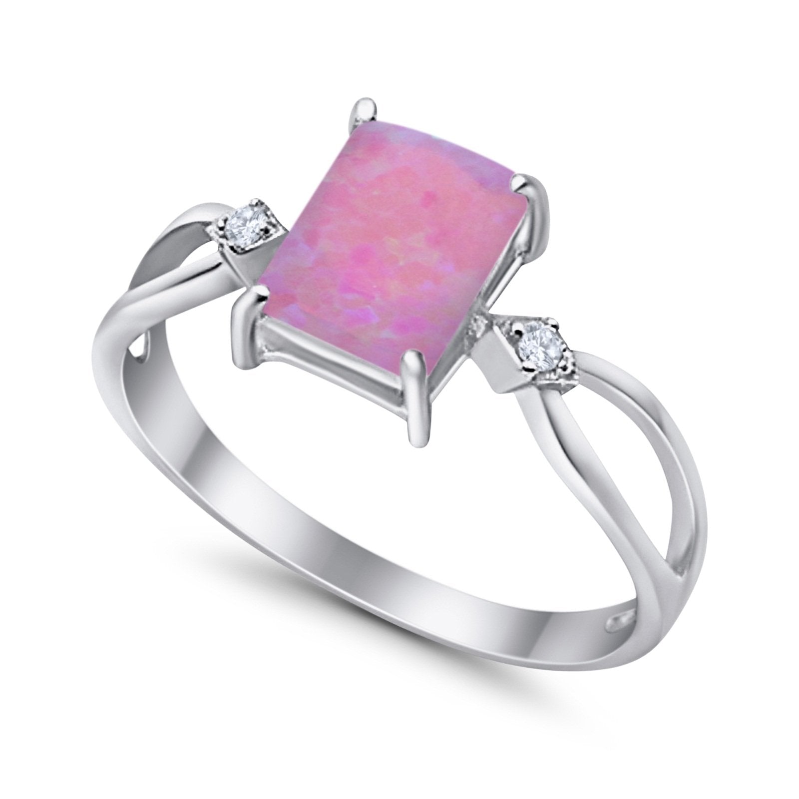 Halo Wedding Ring Baguette Round Simulated Cubic Zirconia 925 Sterling Silver