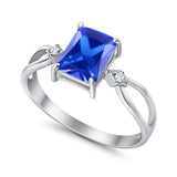 Halo Wedding Ring Baguette Round Simulated Cubic Zirconia 925 Sterling Silver