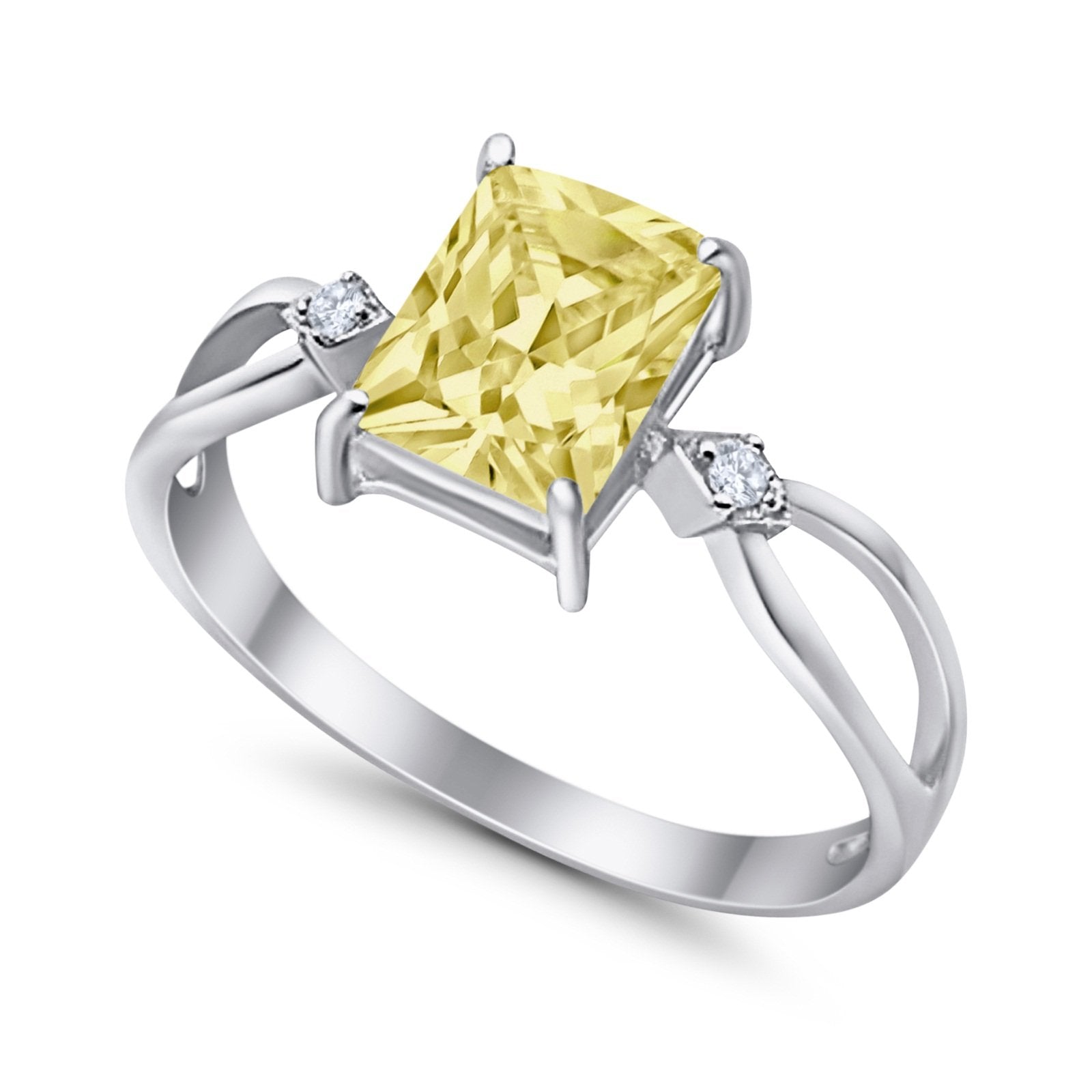 Halo Wedding Ring Baguette Round Simulated Cubic Zirconia 925 Sterling Silver