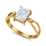 Halo Wedding Ring Baguette Round Simulated Cubic Zirconia 925 Sterling Silver