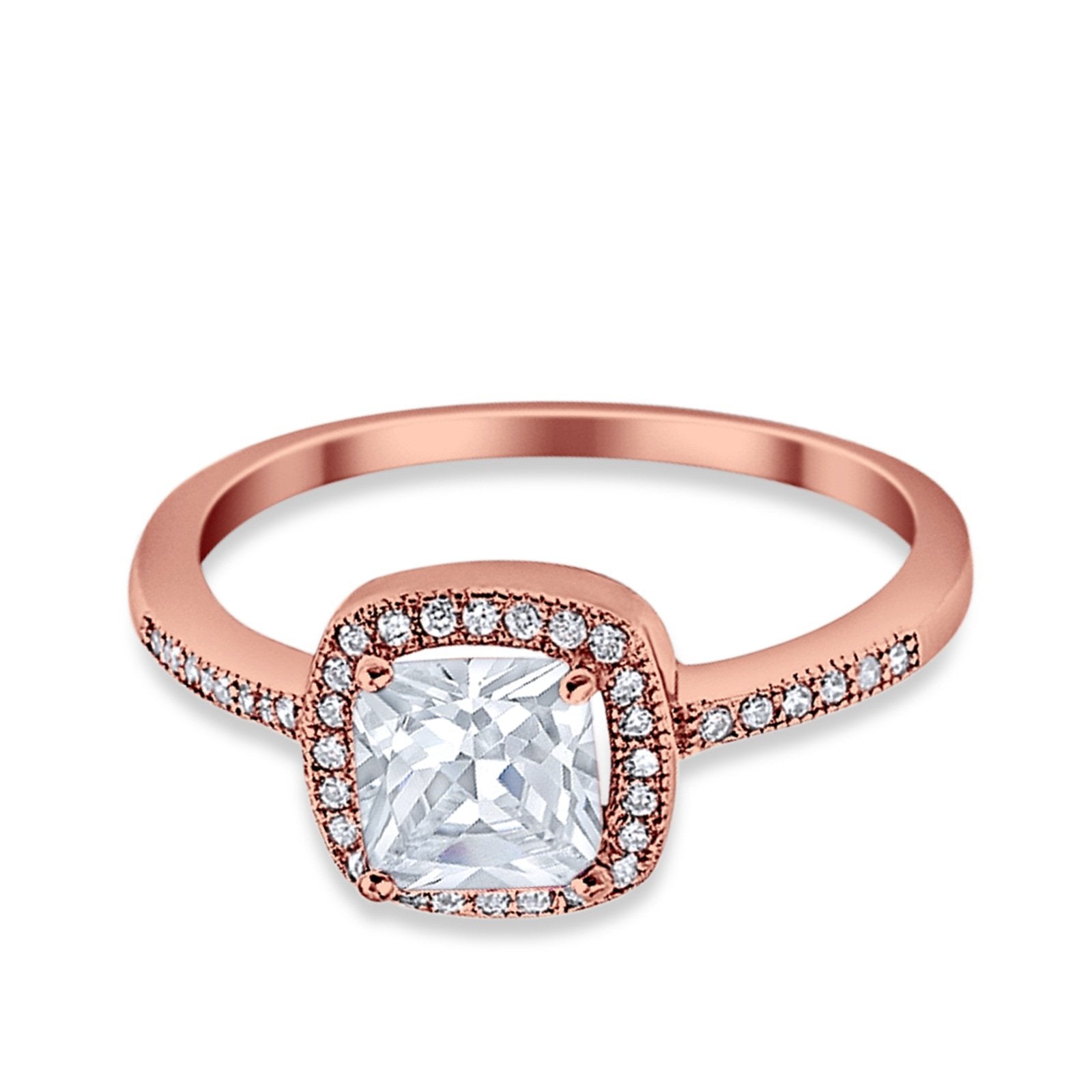 Halo Accent Engagement Ring Simulated Cubic Zirconia 925 Sterling Silver