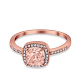 Halo Accent Engagement Ring Simulated Cubic Zirconia 925 Sterling Silver