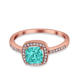 Halo Accent Engagement Ring Simulated Cubic Zirconia 925 Sterling Silver