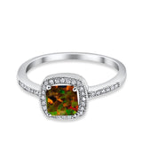 Halo Accent Engagement Ring Simulated Cubic Zirconia 925 Sterling Silver