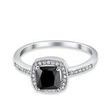 Halo Accent Engagement Ring Simulated Cubic Zirconia 925 Sterling Silver