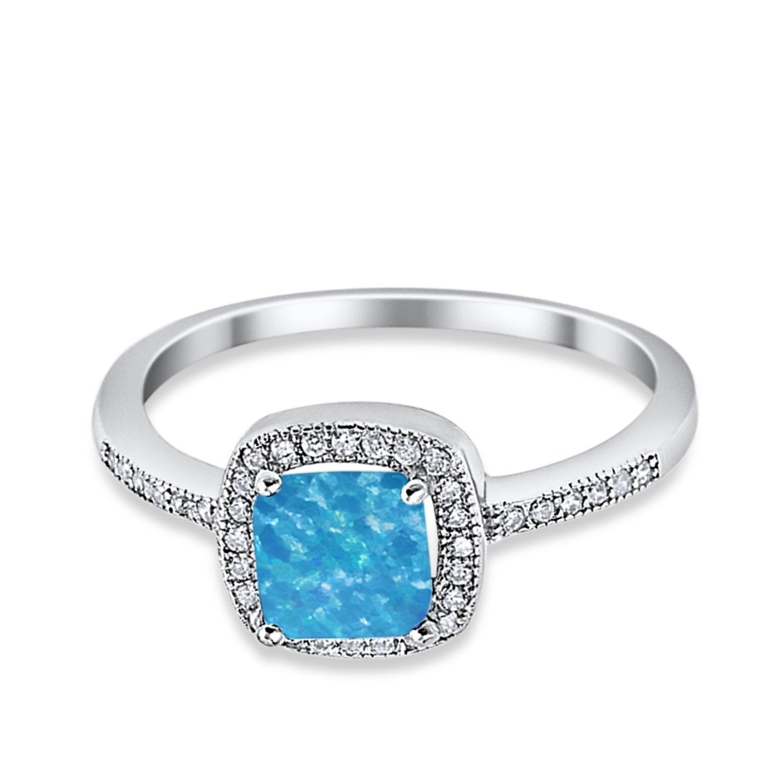 Halo Accent Engagement Ring Simulated Cubic Zirconia 925 Sterling Silver