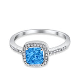 Halo Accent Engagement Ring Simulated Cubic Zirconia 925 Sterling Silver