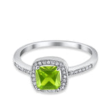 Halo Accent Engagement Ring Simulated Cubic Zirconia 925 Sterling Silver