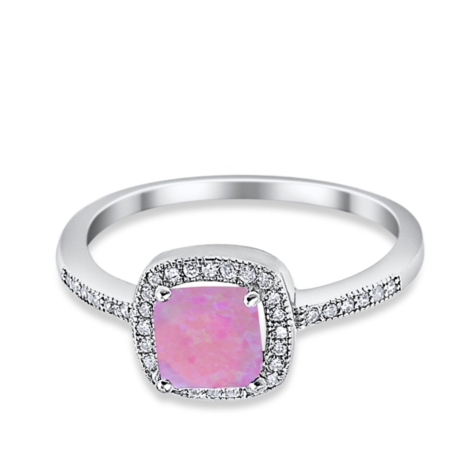 Halo Accent Engagement Ring Simulated Cubic Zirconia 925 Sterling Silver