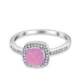 Halo Accent Engagement Ring Simulated Cubic Zirconia 925 Sterling Silver