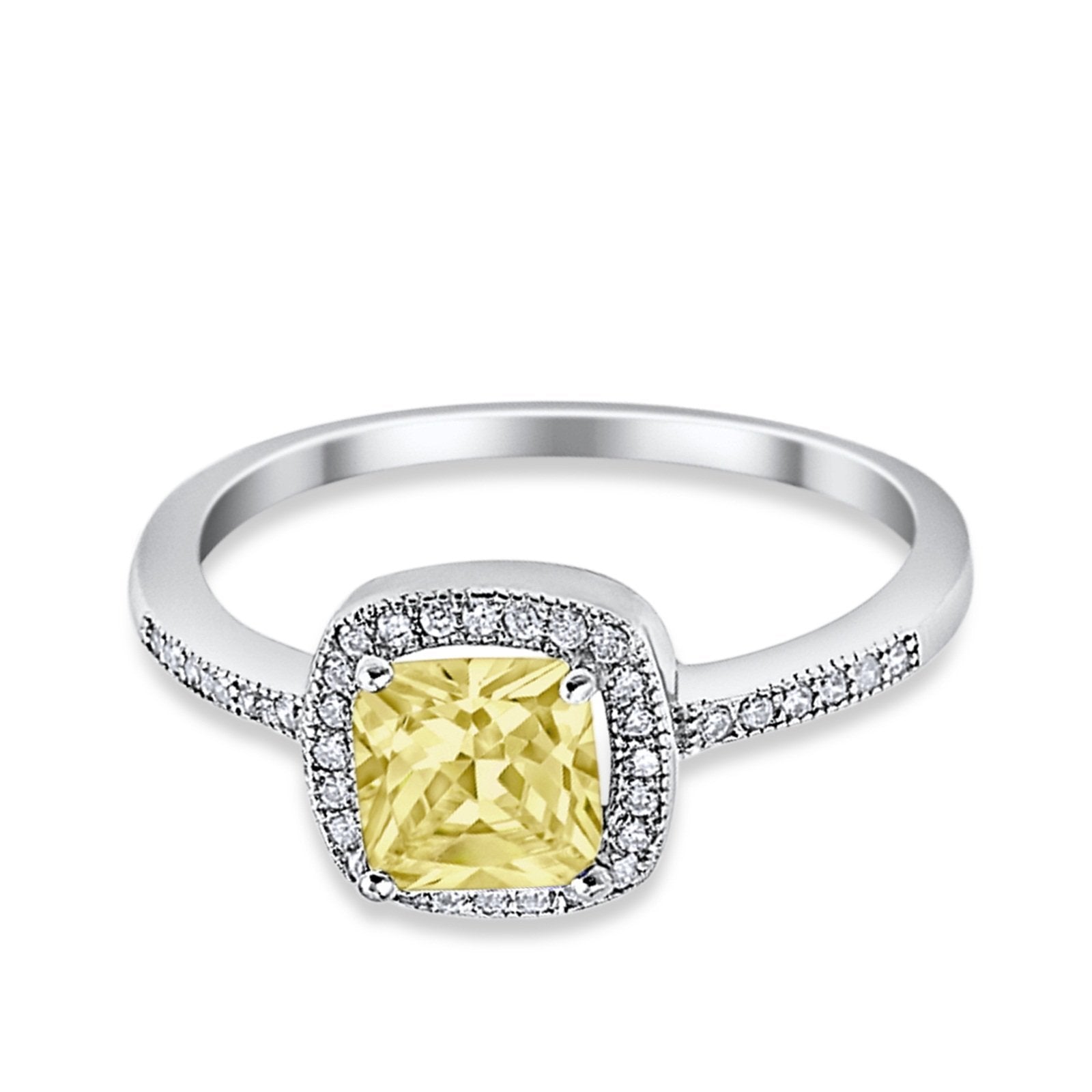 Halo Accent Engagement Ring Simulated Cubic Zirconia 925 Sterling Silver