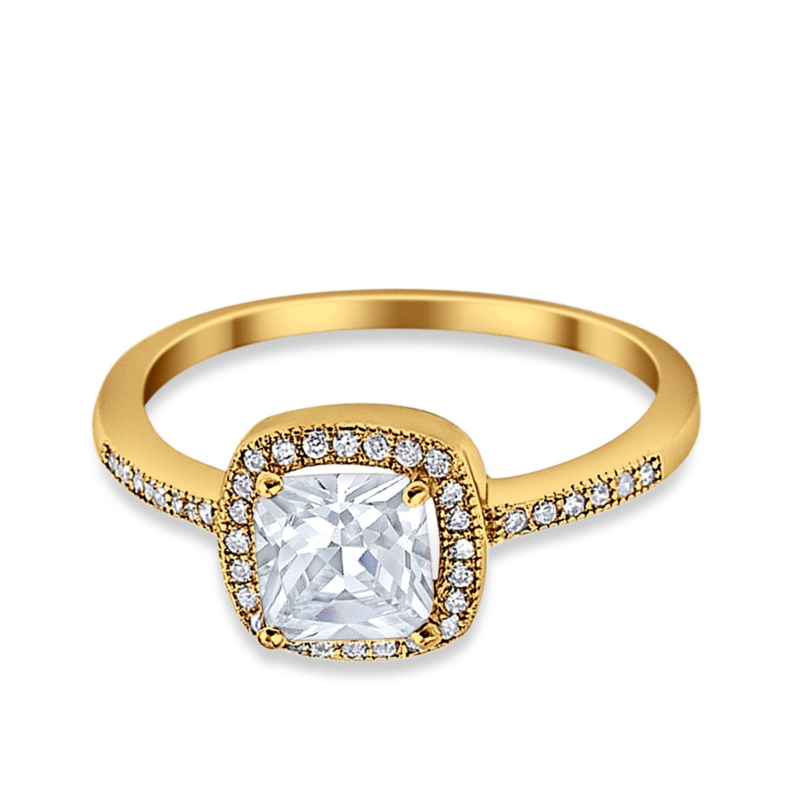 Halo Accent Engagement Ring Simulated Cubic Zirconia 925 Sterling Silver