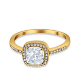 Halo Accent Engagement Ring Simulated Cubic Zirconia 925 Sterling Silver