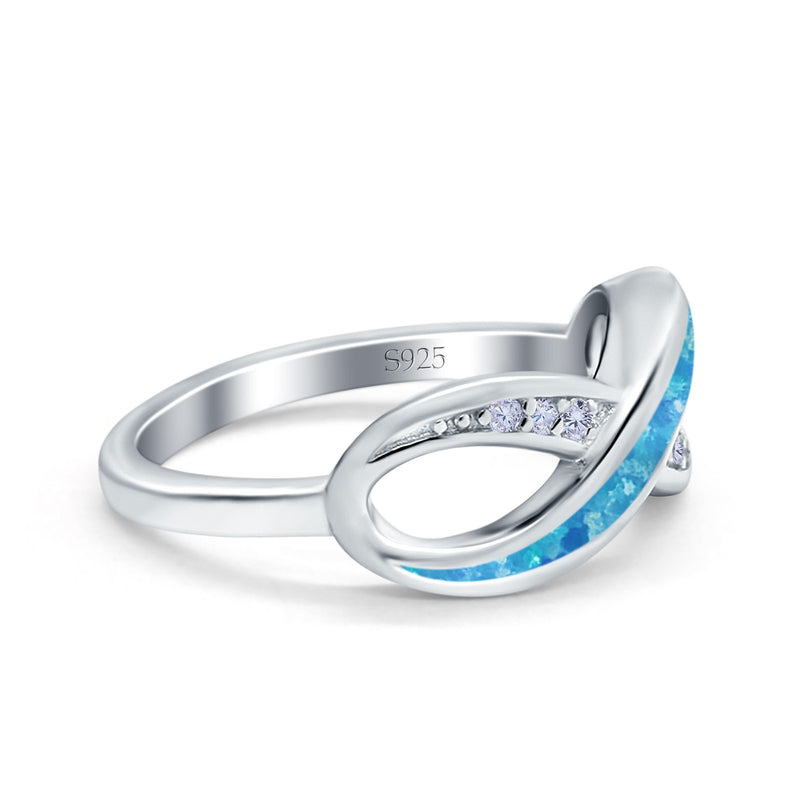Infinity Ring Lab Created Opal Round Simulated Cubic Zirconia 925 Sterling Silver