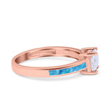 Solitaire Accent Fashion Ring Princess Cut Simulated Cubic Zirconia Created Opal 925 Sterling Silver