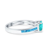 Solitaire Accent Fashion Ring Princess Cut Simulated Cubic Zirconia Created Opal 925 Sterling Silver