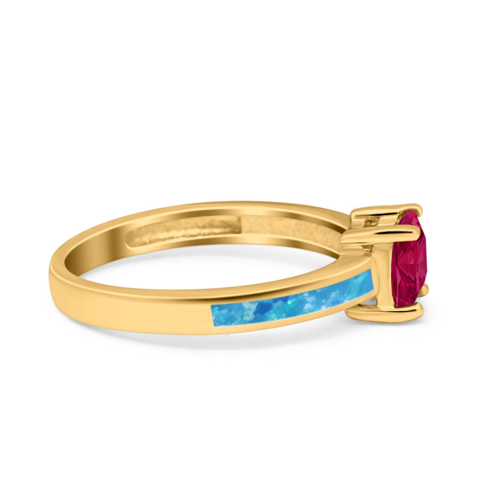 Solitaire Accent Fashion Ring Princess Cut Simulated Cubic Zirconia Created Opal 925 Sterling Silver