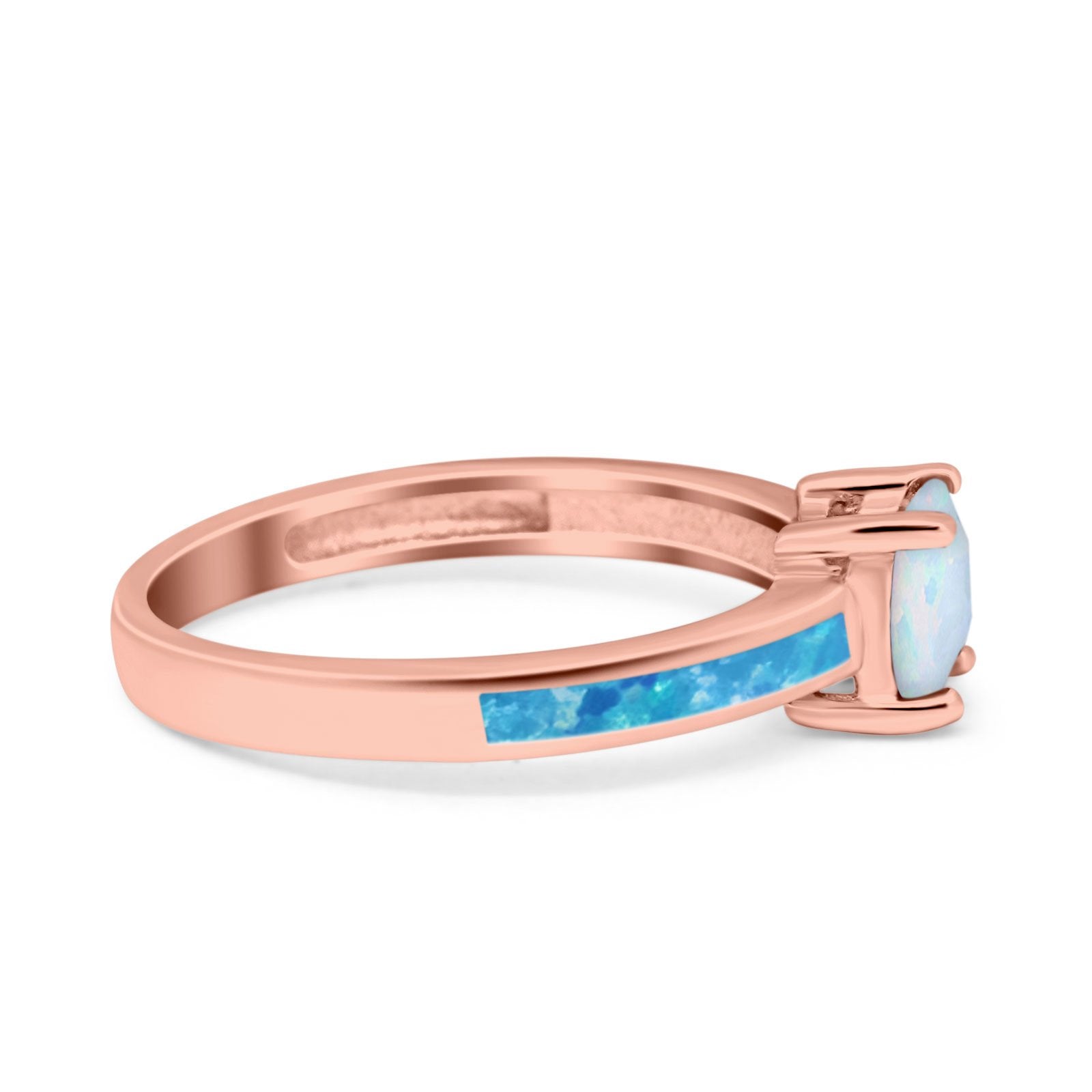 Solitaire Accent Fashion Ring Princess Cut Simulated Cubic Zirconia Created Opal 925 Sterling Silver