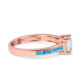 Solitaire Accent Fashion Ring Princess Cut Simulated Cubic Zirconia Created Opal 925 Sterling Silver
