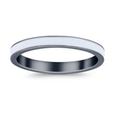 Full Eternity Stackable 3mm Wedding Band Ring Lab Created Opal 925 Sterling Silver