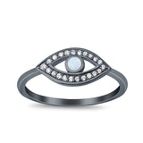 Evil Eye Ring Round Lab Opal Simulated Cubic Zirconia 925 Sterling Silver