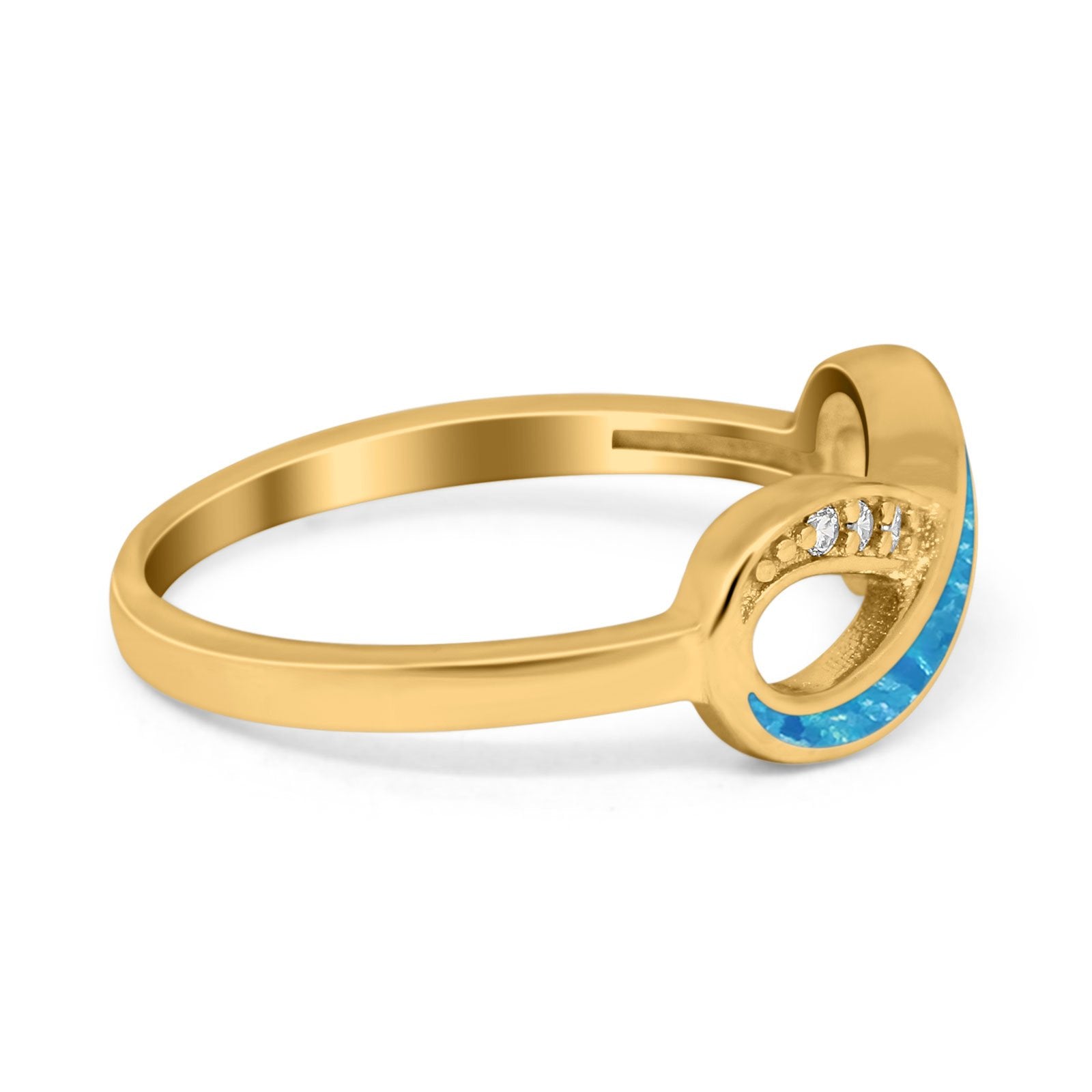 Infinity Ring Crisscross Simulated Cubic Zirconia Lab Opal 925 Sterling Silver