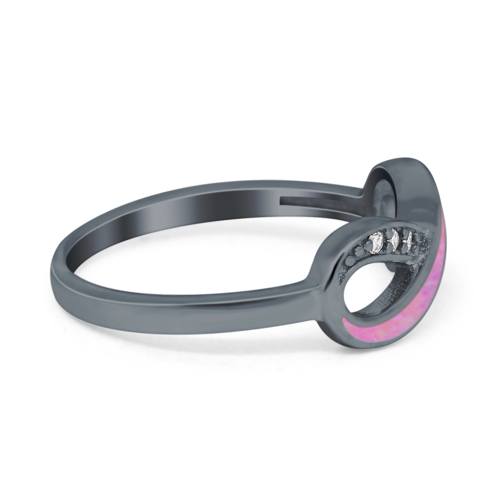 Infinity Ring Crisscross Simulated Cubic Zirconia Lab Opal 925 Sterling Silver