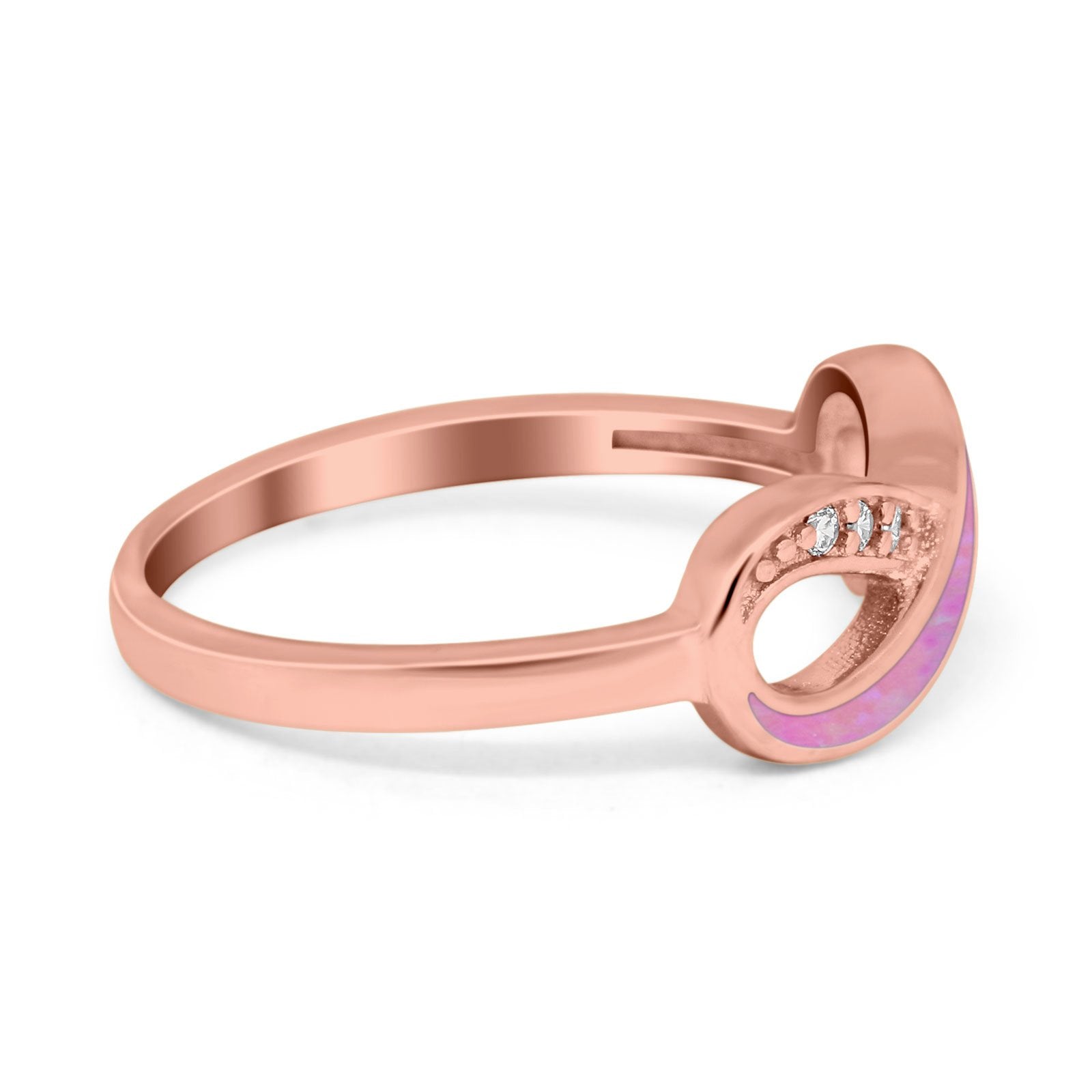 Infinity Ring Crisscross Simulated Cubic Zirconia Lab Opal 925 Sterling Silver