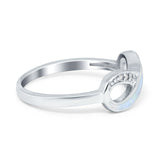 Infinity Ring Crisscross Simulated Cubic Zirconia Lab Opal 925 Sterling Silver