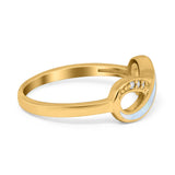 Infinity Ring Crisscross Simulated Cubic Zirconia Lab Opal 925 Sterling Silver