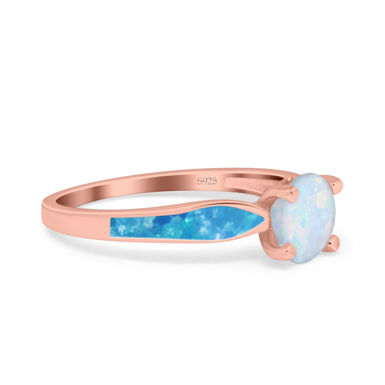 Solitaire Accent Engagement Ring Created White Opal Round Simulated Cubic Zirconia 925 Sterling Silver