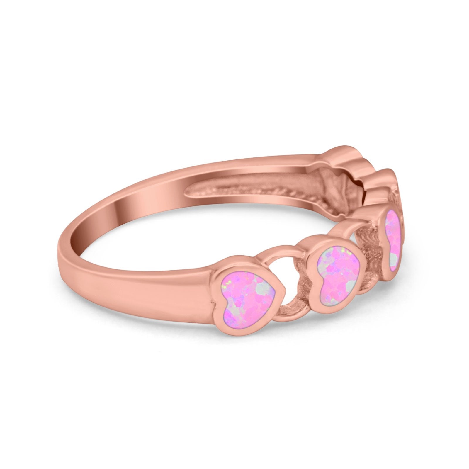 Heart Promise Thumb Eternity Rings Sideways Simulated Opal 925 Sterling Silver