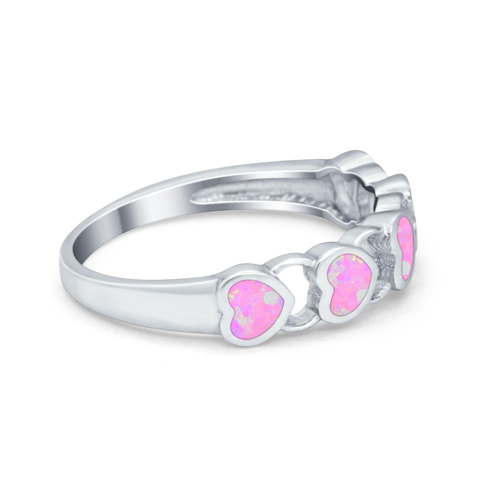 Heart Promise Thumb Eternity Rings Sideways Simulated Opal 925 Sterling Silver